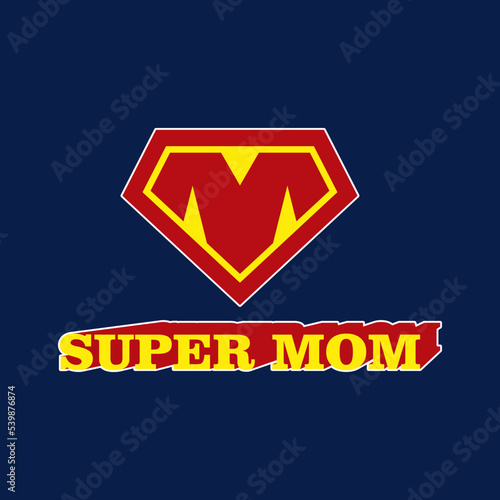 Super mom logo. Mother day concept. superhero