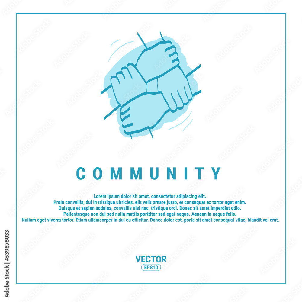 The Hands of a Diverse Group of People Gathered. The Concept of Cooperation, Unity, Togetherness, Partnership, Agreement, Teamwork, Social Community or Movement. Eps10 Vector The Hands of a Diverse Group of People Gathered. The Concept of Cooperation, Unity, Togetherness, Partnership, Agreement, Teamwork, Social Community or Movement. Eps10 Vector