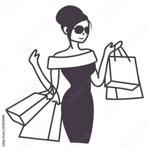 woman with shopping bags icon