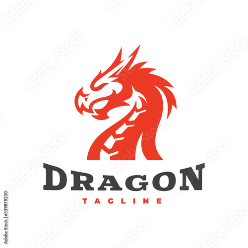 Dragon mascot line art illustration, dragon logo vector icon