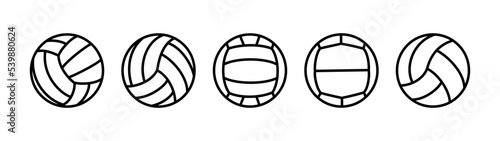 Five types volleyballs icon set
