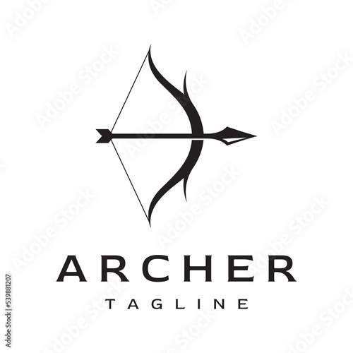 Creative design logo template archer silhouette.Vintage hipster arrowheads,arrows and bows.Arrows for hunting.
