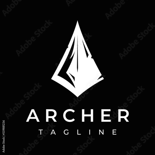 Creative design logo template archer silhouette.Vintage hipster arrowheads,arrows and bows.Arrows for hunting.