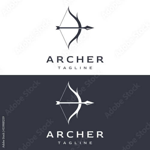 Creative design logo template archer silhouette.Vintage hipster arrowheads,arrows and bows.Arrows for hunting.