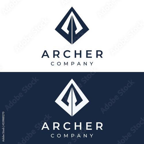 Creative design logo template archer silhouette.Vintage hipster arrowheads,arrows and bows.Arrows for hunting.
