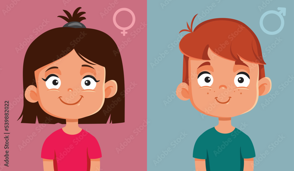 Little Boy and Girl Vector Cartoon Portrait Characters. Portrait of two children of different gender smiling
Little Boy and Girl Vector Cartoon Portrait Characters. Portrait of two children of different gender smiling