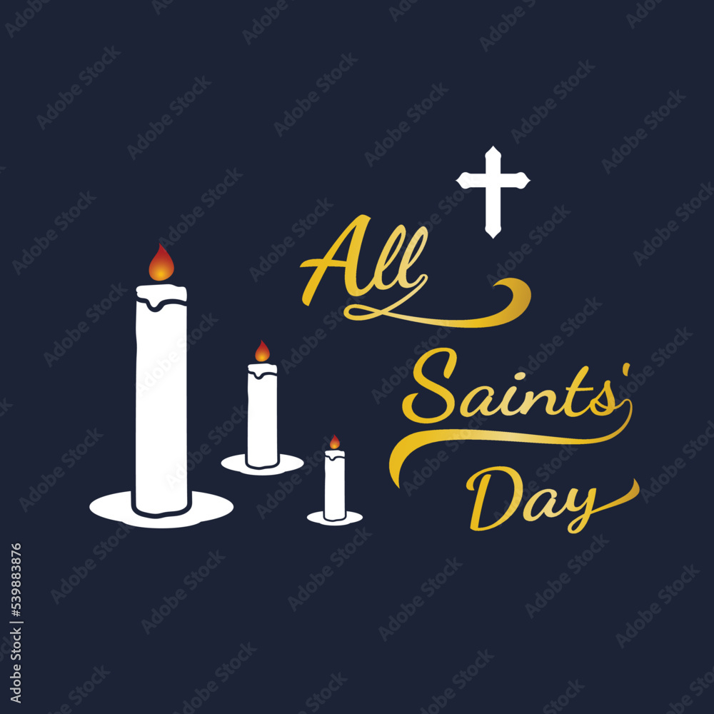Fototapeta premium Social Media Post Template All Saints Day, November First All Saints Day Template Poster, Vector 