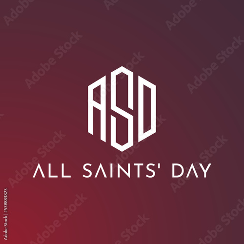 ASD Logo letter monogram with octagon shape design template isolated on All Saints Day