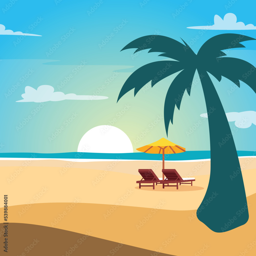 Illustrations beach. designs for posters, cards, and invitations. Easy to edit for design