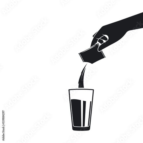 pouring ingredients to a glass of water vector illustration concept design template