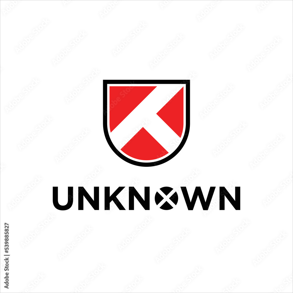 Naklejka premium Abstract line initial letter K shield logo design template