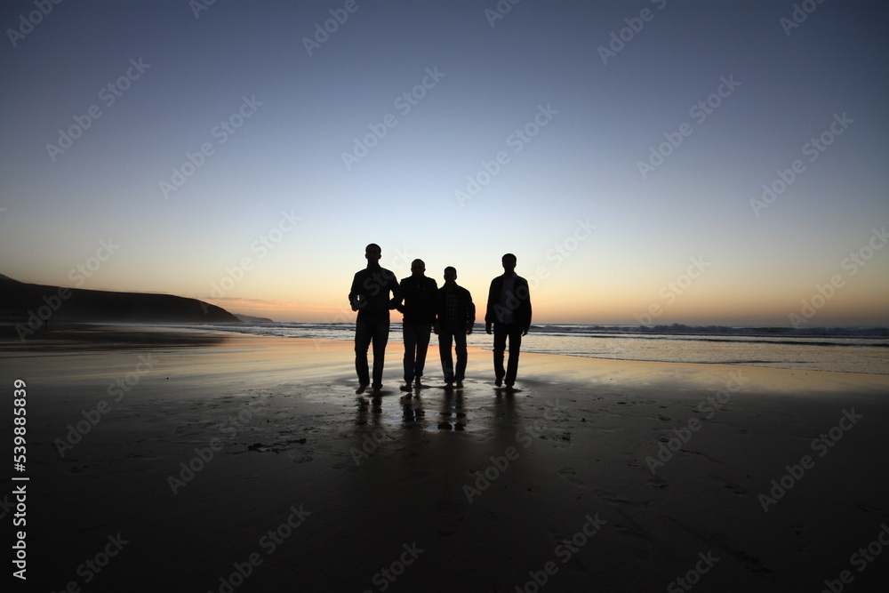 silhouettes of people on the beach