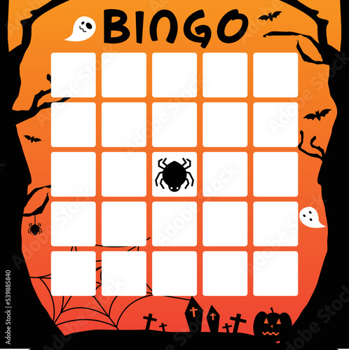 Halloween Themed Blank Bingo Cards With Decorated Bingo.
