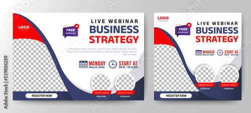 Business Strategies live webinar banner invitation and social media post template. Business webinar invitation design. Online webinar. Vector EPS 10