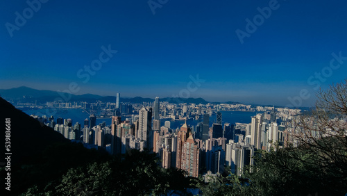 View of Hong Kong city from the top of The Peak Tower, Hong Kong