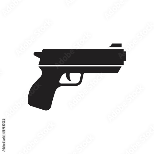 Pistol gun icon design. Modern semi automatic pistol gun weapon flat icon for games and websites. vector illustration