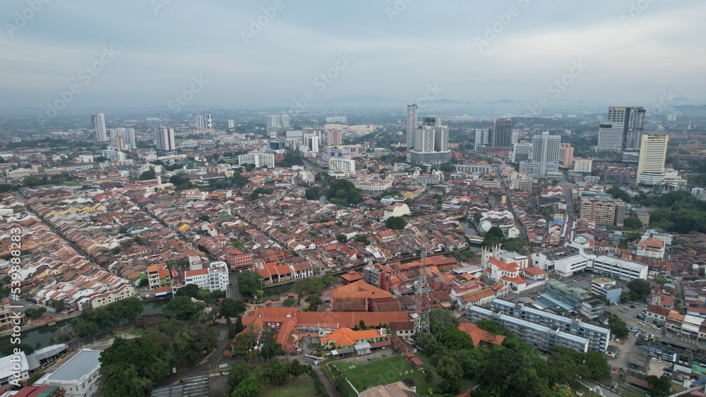 Malacca, Malaysia - October 16, 2022: The Historical Landmark Buildings and Tourist Attractions of Malacca