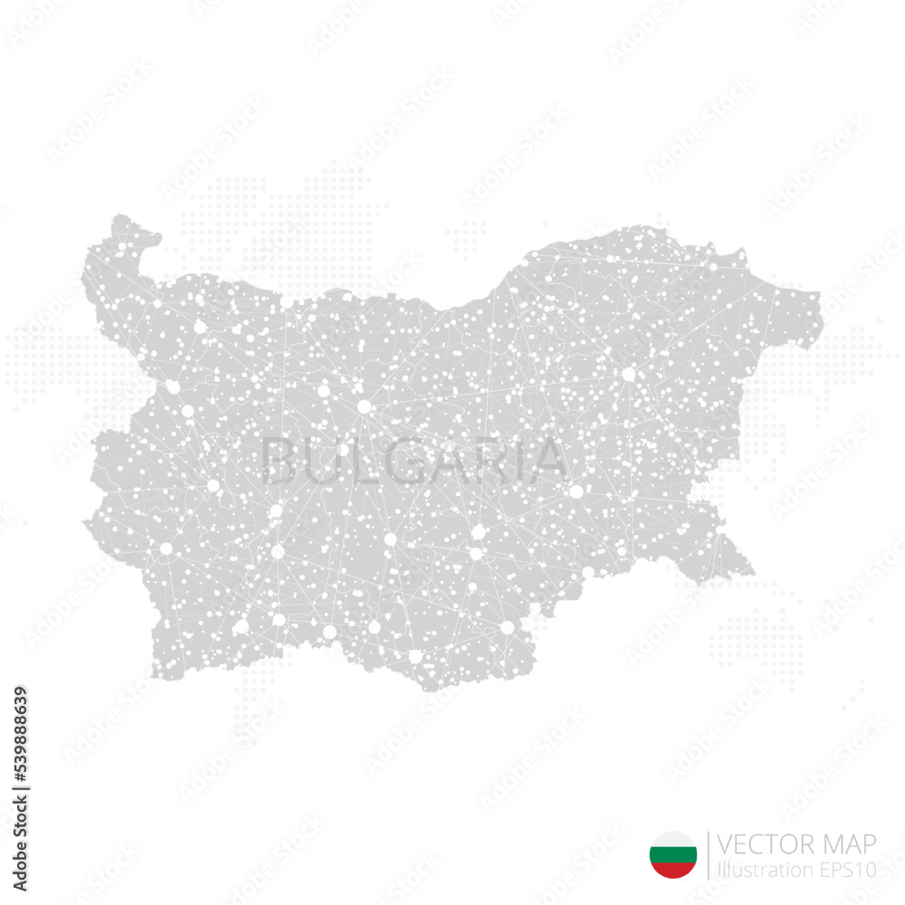 Bulgaria grey map isolated on white background with abstract mesh line and point scales. Vector illustration eps 10	