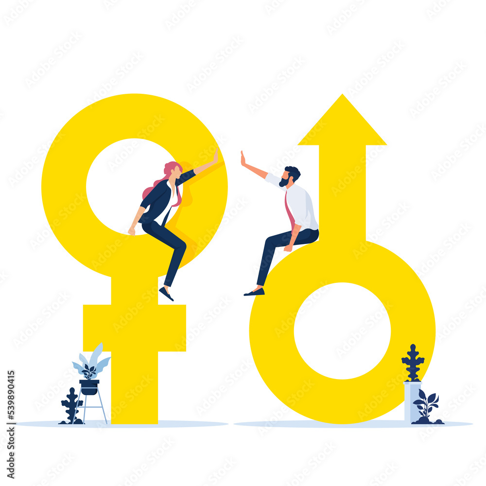 Man And Woman Giving High Five Sexuality Concept With Male And Female Icon Womens Rights