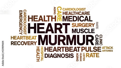 Heart Murmur animated tag word cloud;text design animation kinetic typography seamless loop.