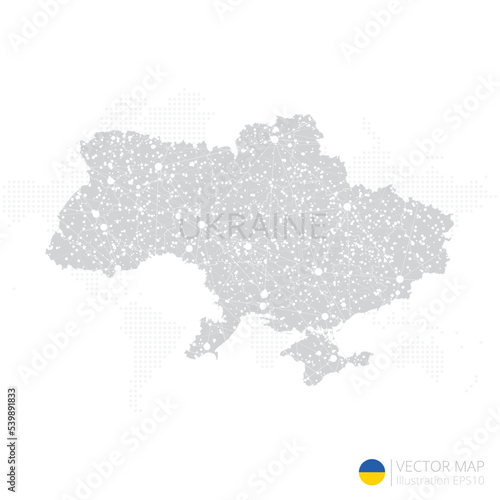 Ukraine grey map isolated on white background with abstract mesh line and point scales. Vector illustration eps 10 