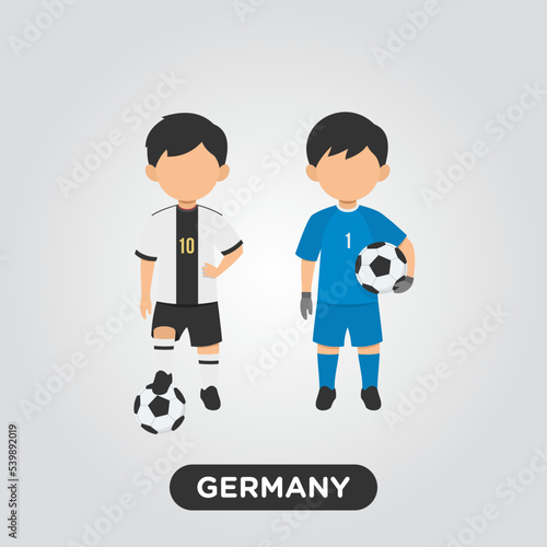 Vector Design illustration of collection of germany football player with children illustration (goal keeper and player).