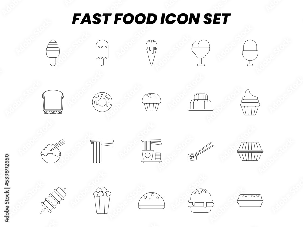 Fast Food Icon set for website, symbol, UI Fast Food Icon set for website, symbol, UI