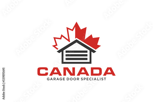 Canada maple leaf logo design garage house building warehouse icon symbol garage door construction