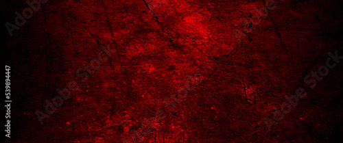 Dark Red horror scary background. Dark grunge red texture concrete, halloween theme. red background. wall with blood splatter and grunge.	