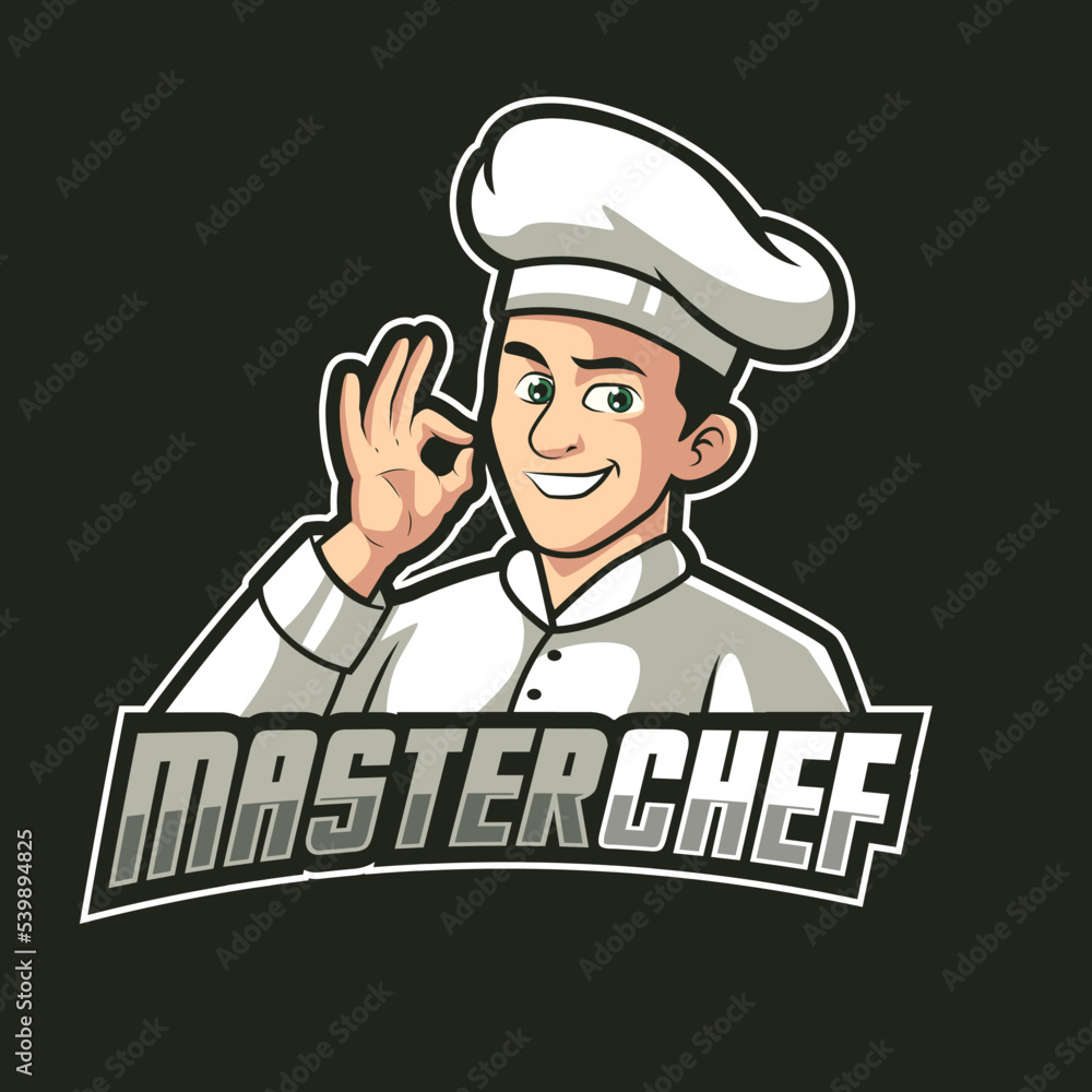 master chef mascot logo illlustration