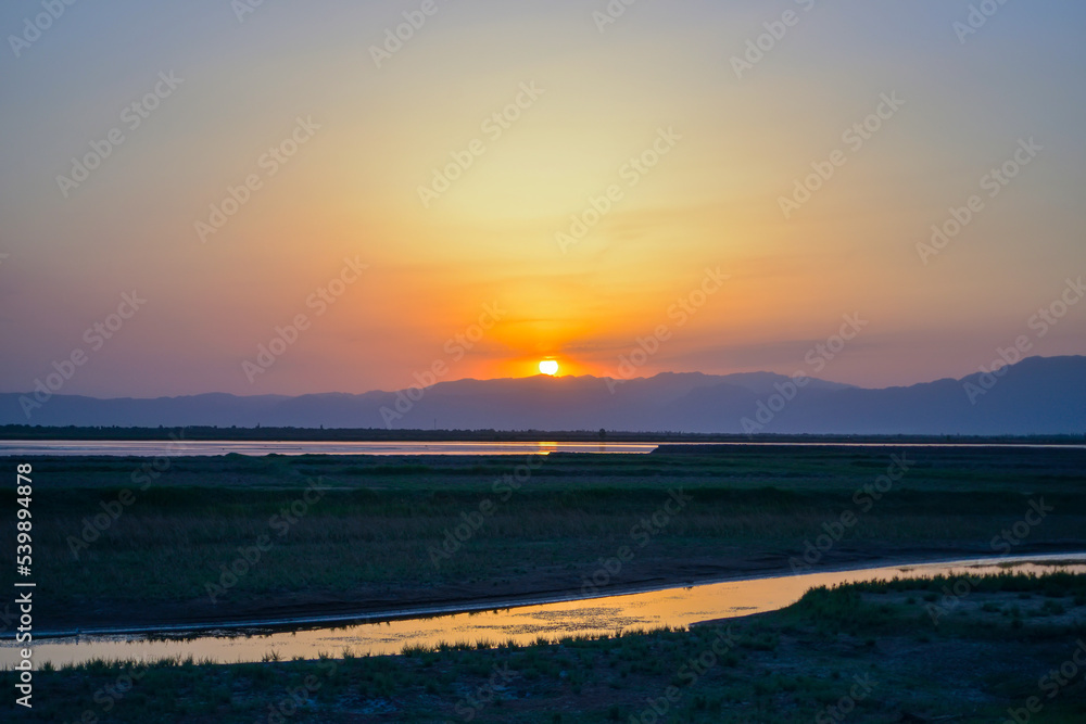 Yellow River scenery at sunset