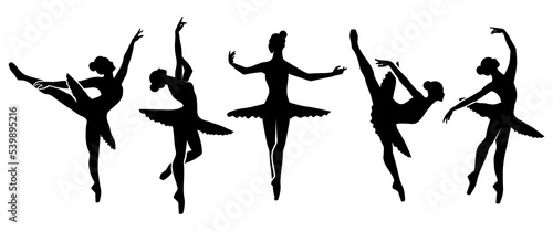 Obraz na płótnie Ballet silhouette ballerina Beautiful set 2.