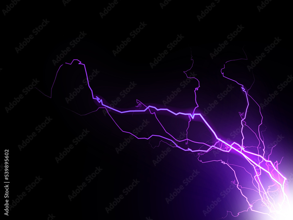 Massive lightning bolt with branches isolated on black background ...