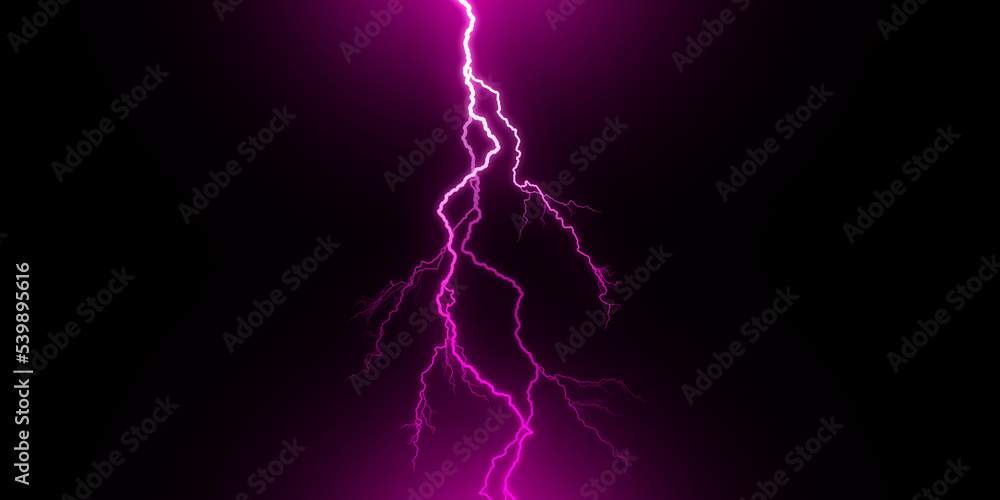 Massive lightning bolt with branches isolated on black background ...