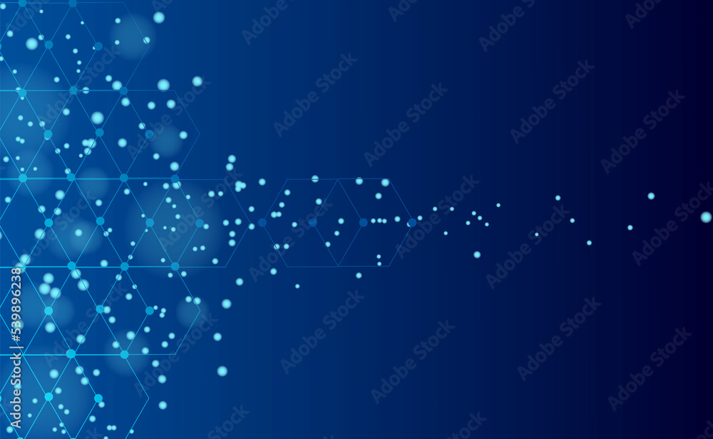 Glowing particles liquid dynamic blue abstract circles background 