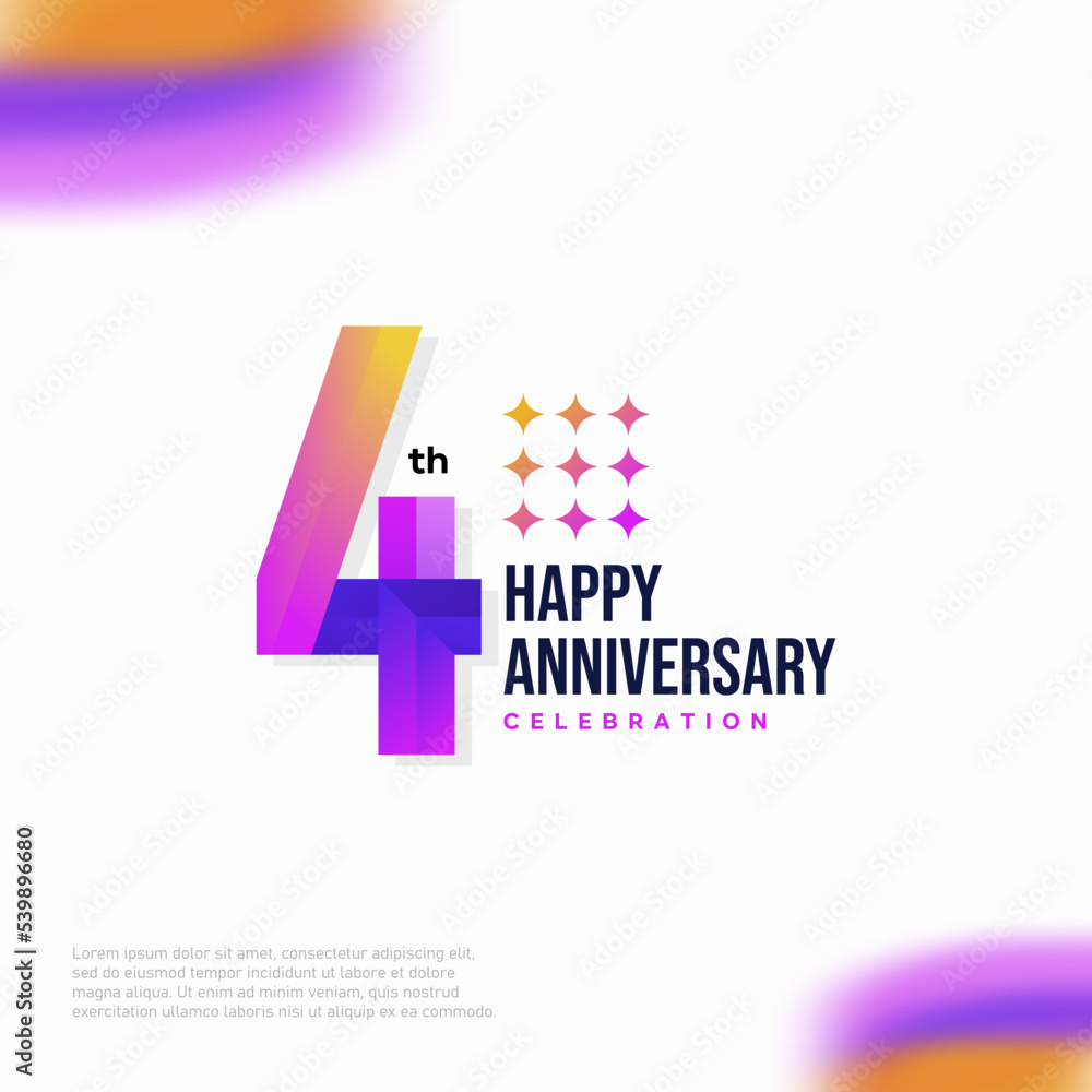 Obraz premium 4 Year Anniversary Icon Vector Template Design Illustration