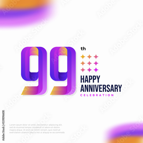 99 Year Anniversary Icon Vector Template Design Illustration