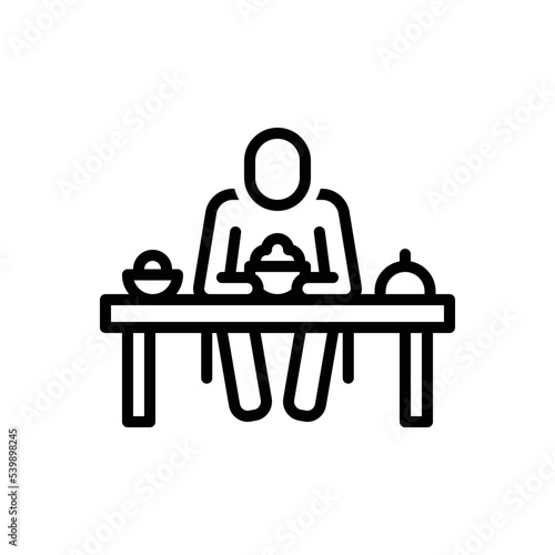 Black line icon for ate dinner