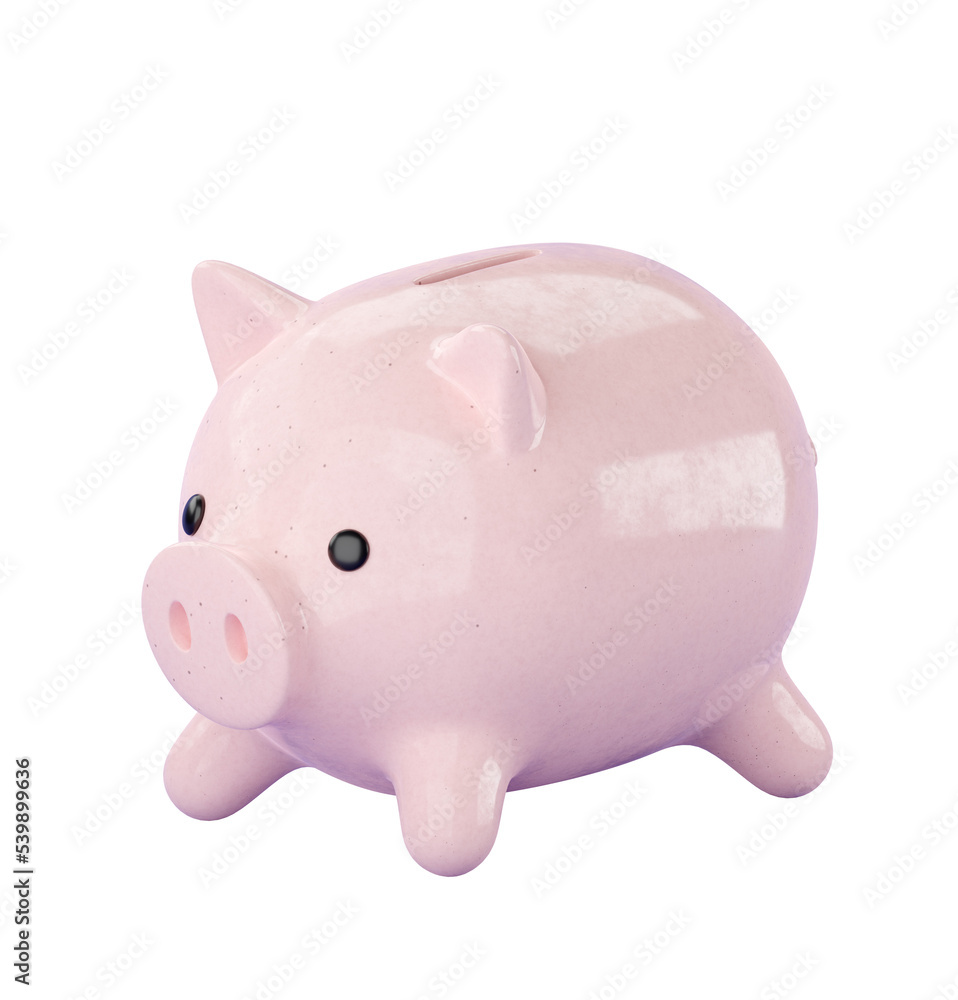 3d pink ceramic Piggy bank. Business, saving, money, banking, finance investment and services concept. Realistic 3d isolated high quality render