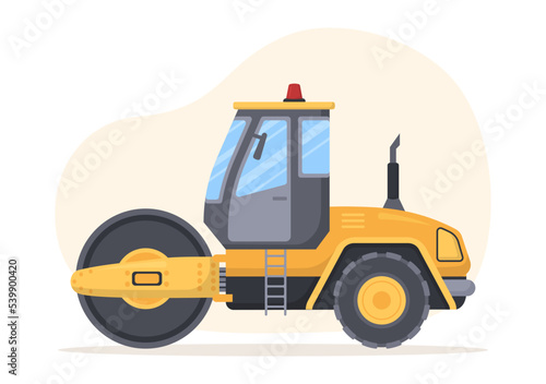 Road Construction and Highway Maintenance Workers Working on Asphalt Roads with Drilling Machine on Flat Cartoon Hand Drawing Template Illustration