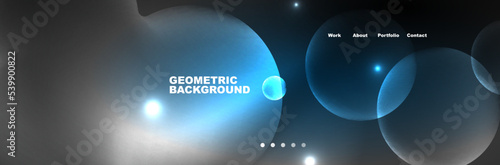 Shiny neon circles and bubbles, dark abstract background with blurred magic neon light, wallpaper design