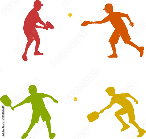 Cool editable vector of kids playing  pickleball isolated 