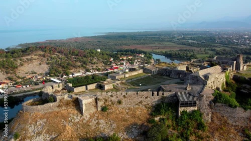Wallpaper Mural Long aerial of Rozafa castle in Shkoder, Albania during golden hour Torontodigital.ca