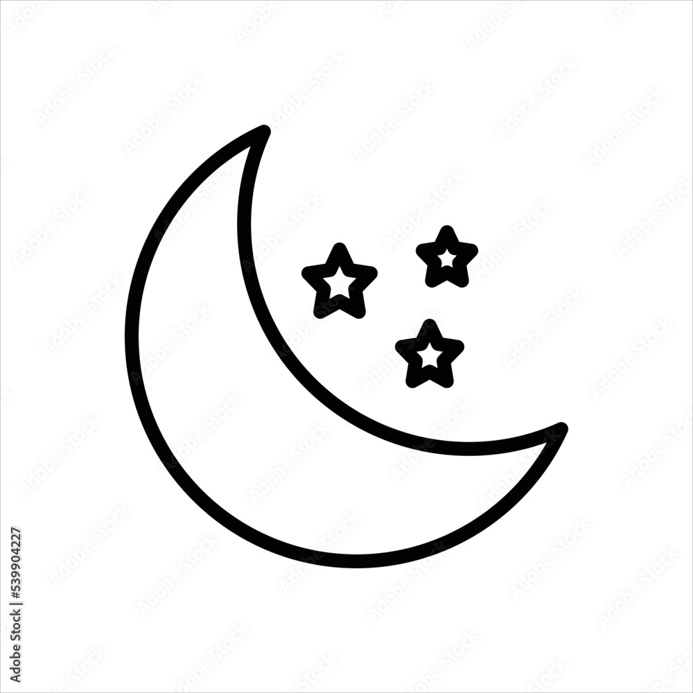 Black line icon for moon Black line icon for moon