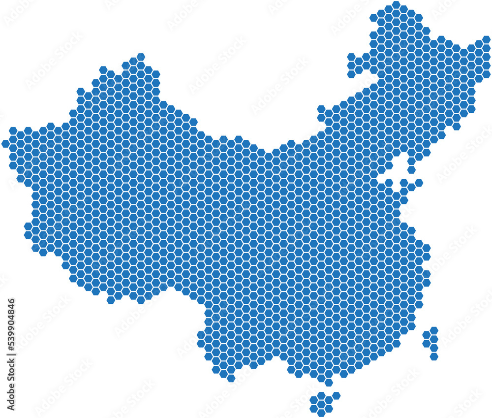 Blue square shape China map
