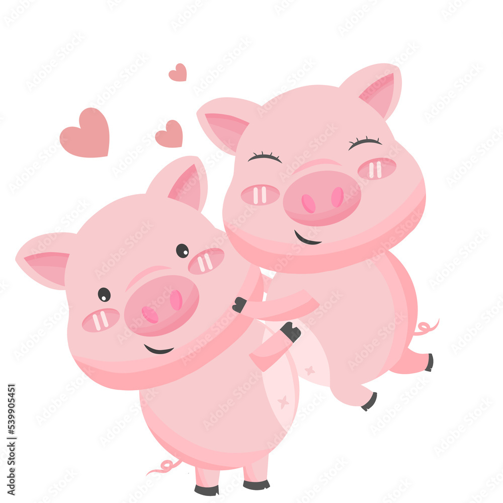 Two pigs couple in love in valentine day Two pigs couple in love in valentine day
