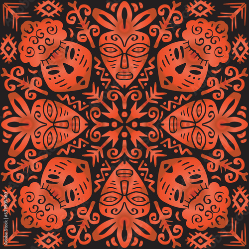 Ethnic seamless pattern. Tribal style African mask.
