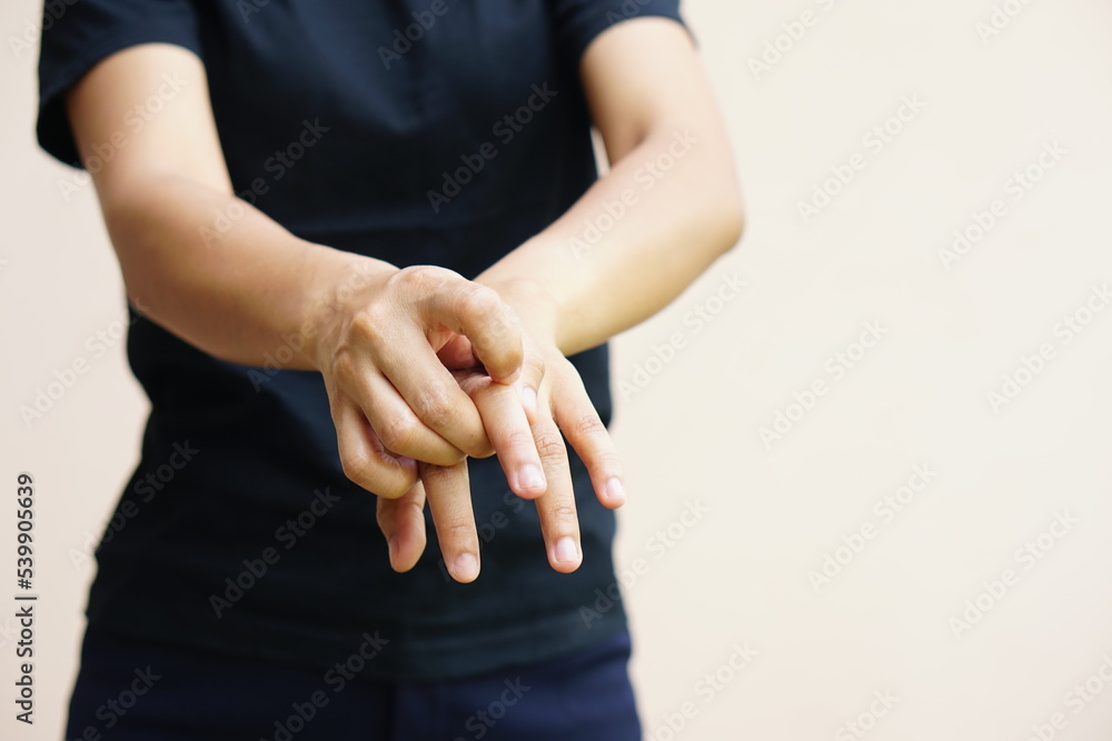 Woman raised her hand for dissuade, campaign stop violence against women