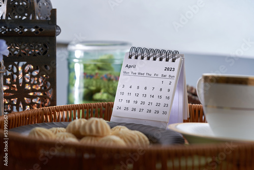 Sticker calendar 2023 with a schedule of Ramadan fasting days and Eid al-Fitr date