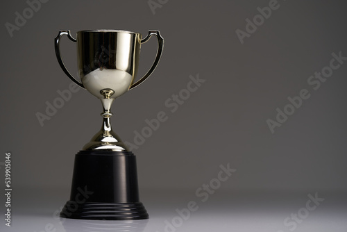 gold trophy against gray background
